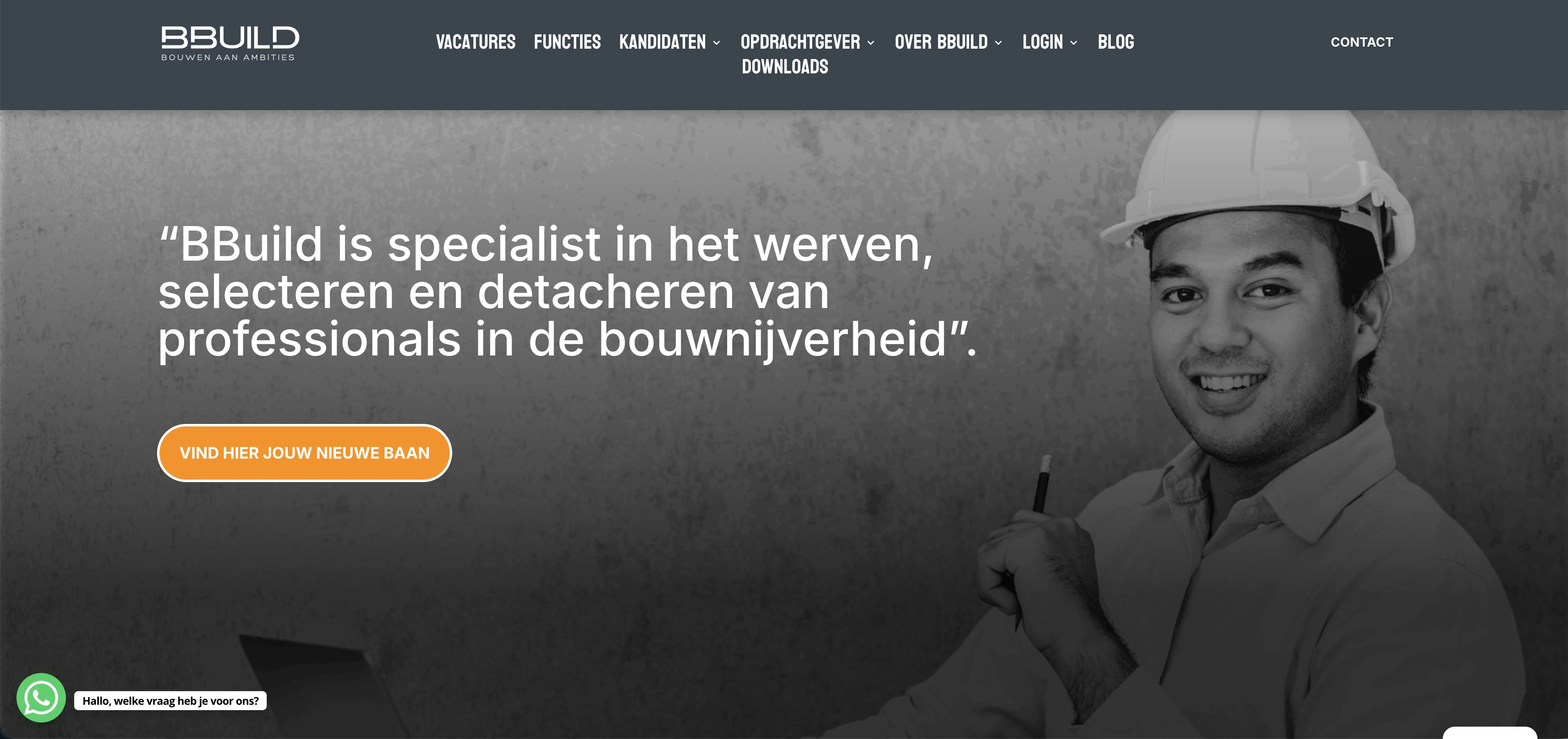 Website BBuild, uitzendbureau in Tilburg, gebouwd door VDV Software Breda